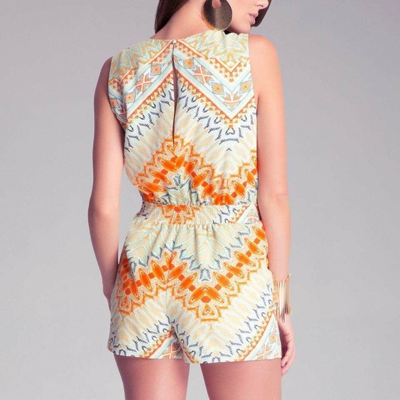 BEBE V-CUT MULTI-COLOR ROMPER SZ. 2 - Picture 5 of 16